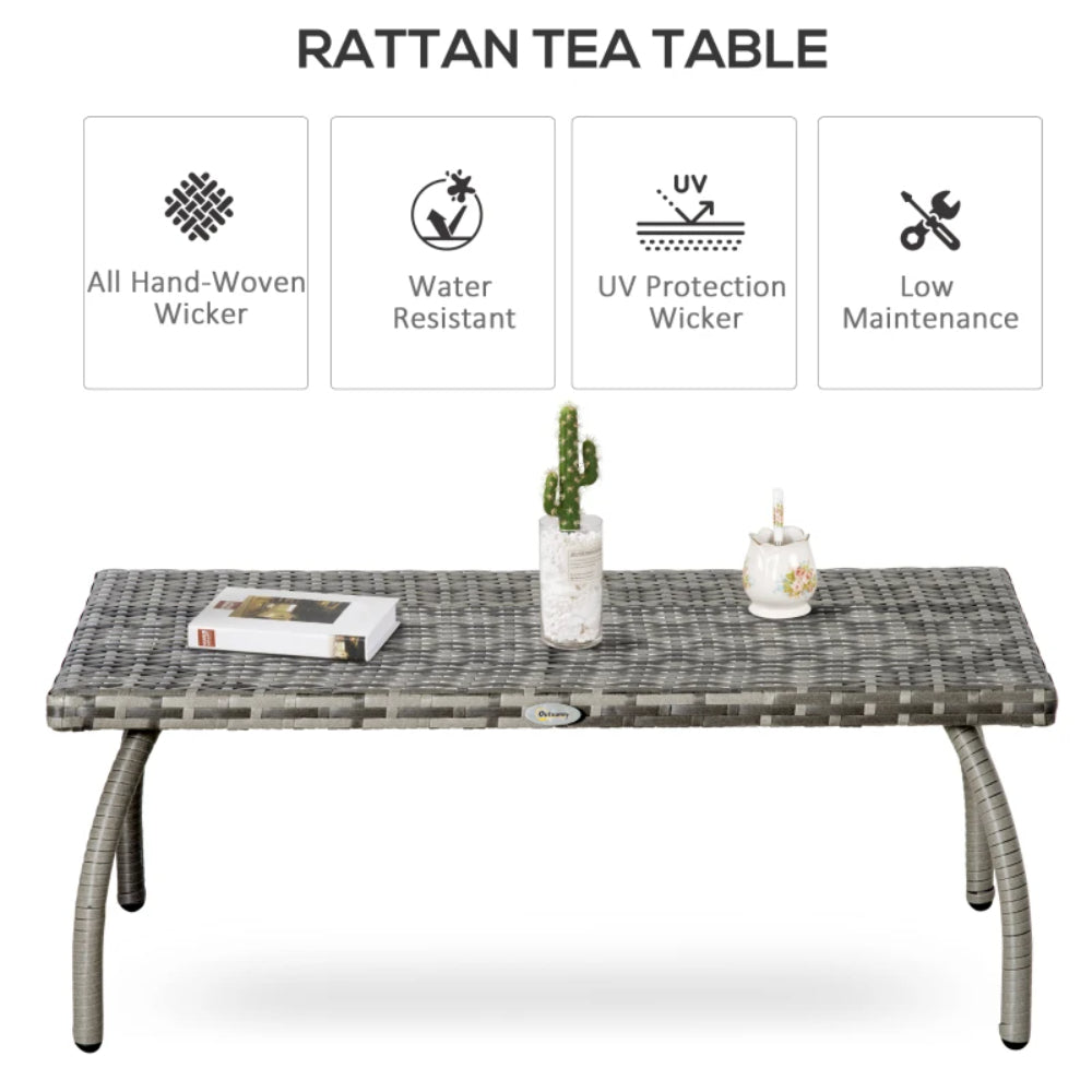Outsunny PE Wicker Rattan Garden Coffee Table