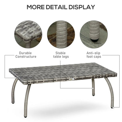 Outsunny PE Wicker Rattan Garden Coffee Table