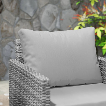 Outsunny 3 Pieces Rattan Bistro Set with 4 Cushions, Wicker Garden Furniture Set, Glass Top Coffee Table and Chairs for Outdoor Patio, Balcony, Terrace and Conservatory