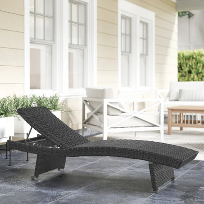 Outsunny Outdoor PE Rattan Sun Lounger, Folding Wicker Garden Lounger Recliner with 4-Level Adjustable Backrest, Rolling Sunbed Lounge Chair with Wheels, Non-Slip Legs for Balcony, Beach