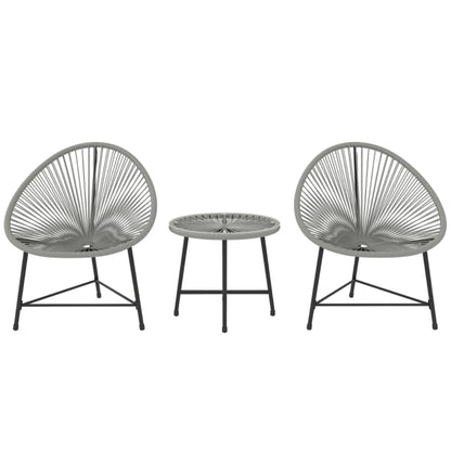 Outsunny 3 Pieces Rattan Bistro Set, Garden Bistro Set with Acapulco Chairs and Glass Top Table, Small Garden Furniture Set with Reinforced Metal Frame for Outdoor, Patio, Balcony