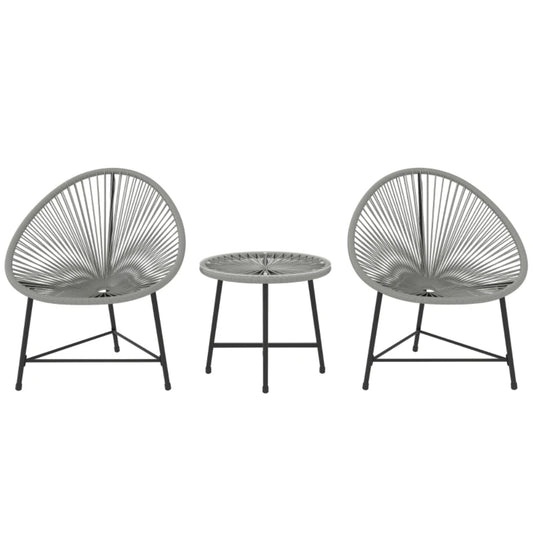 Outsunny 3 Pieces Rattan Bistro Set, Garden Bistro Set with Acapulco Chairs and Glass Top Table, Small Garden Furniture Set with Reinforced Metal Frame for Outdoor, Patio, Balcony