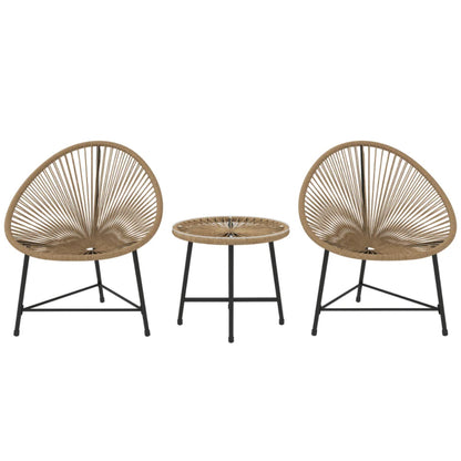 Outsunny 3 Pieces Rattan Bistro Set, Garden Bistro Set with Acapulco Chairs and Glass Top Table, Small Garden Furniture Set with Reinforced Metal Frame for Outdoor, Patio, Balcony