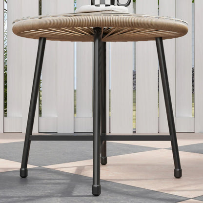 Outsunny 3 Pieces Rattan Bistro Set, Garden Bistro Set with Acapulco Chairs and Glass Top Table, Small Garden Furniture Set with Reinforced Metal Frame for Outdoor, Patio, Balcony