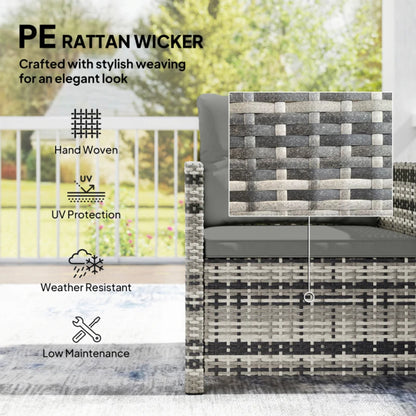 Outsunny Rattan Bistro Set, 3 Piece Garden Furniture Set with 2 Tier Glass Top Table