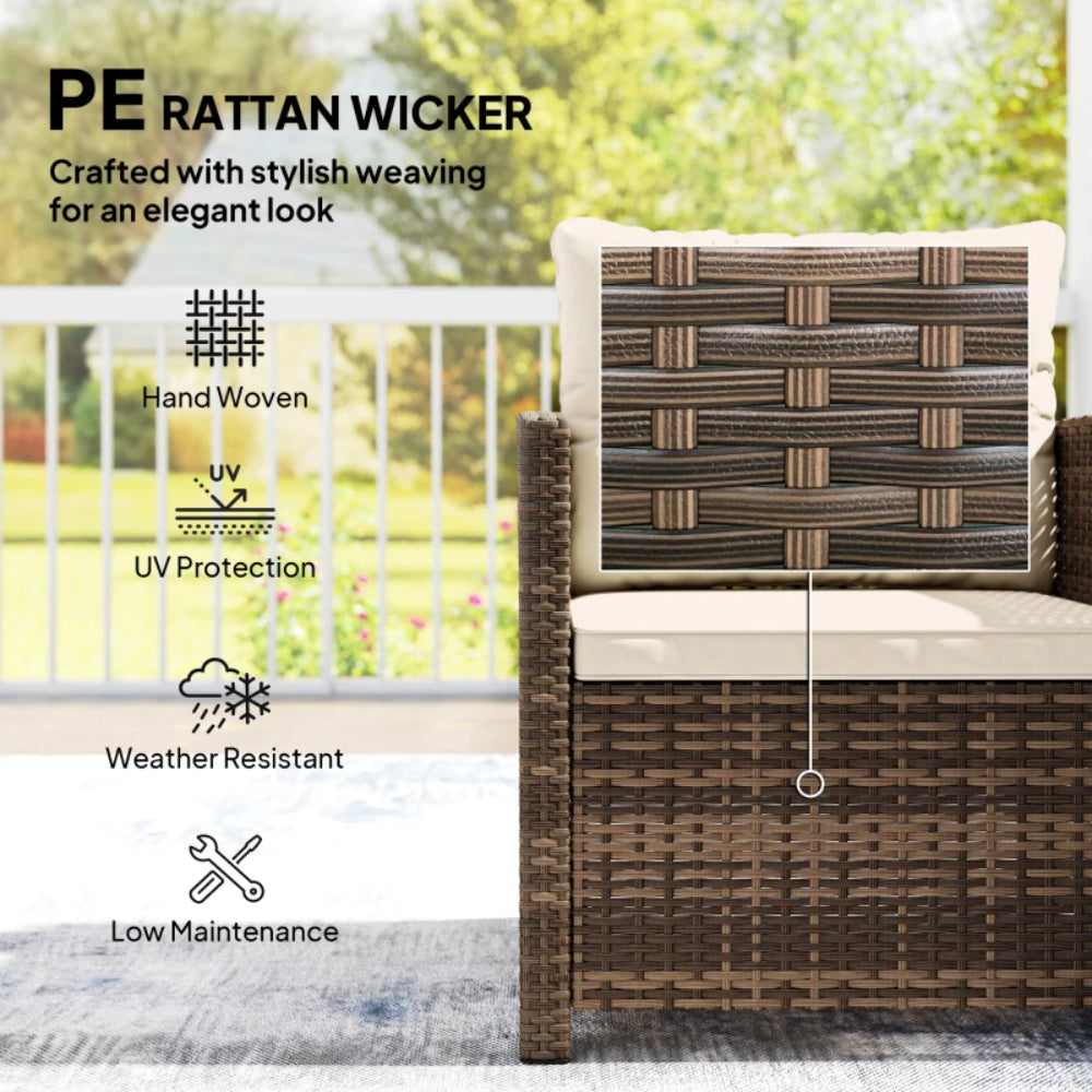 Outsunny Rattan Bistro Set, 3 Piece Garden Furniture Set with 2 Tier Glass Top Table
