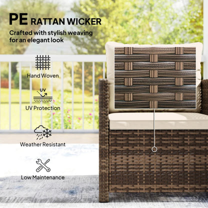 Outsunny Rattan Bistro Set, 3 Piece Garden Furniture Set with 2 Tier Glass Top Table