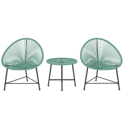 Outsunny Rattan Bistro Set with Acapulco Chairs and Glass Table, Green