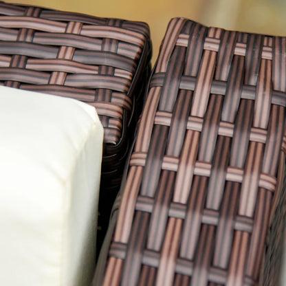 Outsunny Rattan Corner Sofa Set 4-Seater Outdoor Garden Sofa for Patio - Brown
