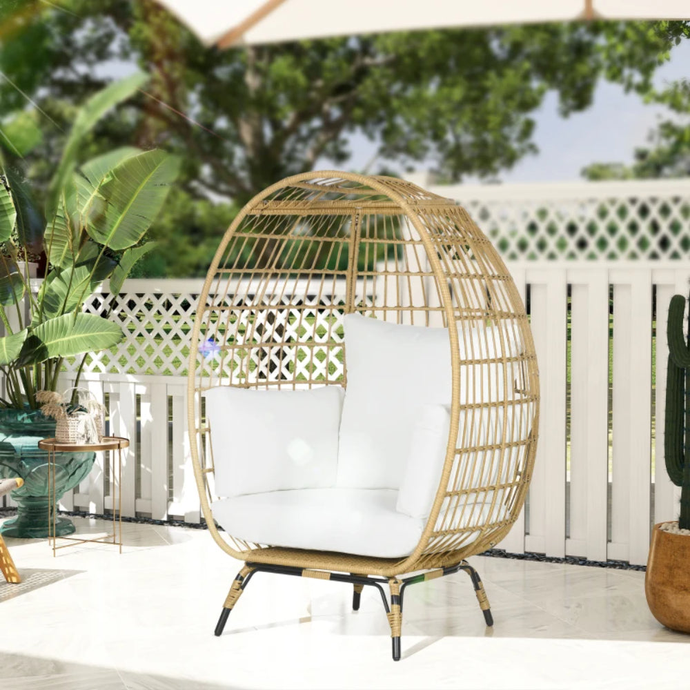 Outsunny Rattan Egg Chair with Cushions and Pillows