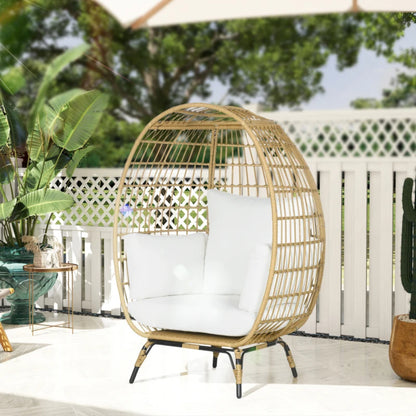 Outsunny Rattan Egg Chair with Cushions and Pillows