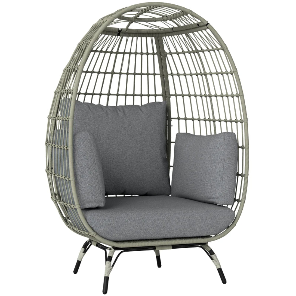 Outsunny Rattan Egg Chair with Cushions and Pillows