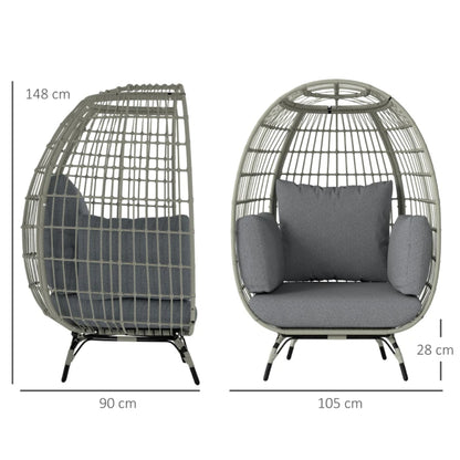 Outsunny Rattan Egg Chair with Cushions and Pillows