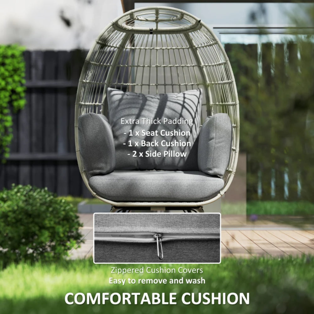 Outsunny Rattan Egg Chair with Cushions and Pillows