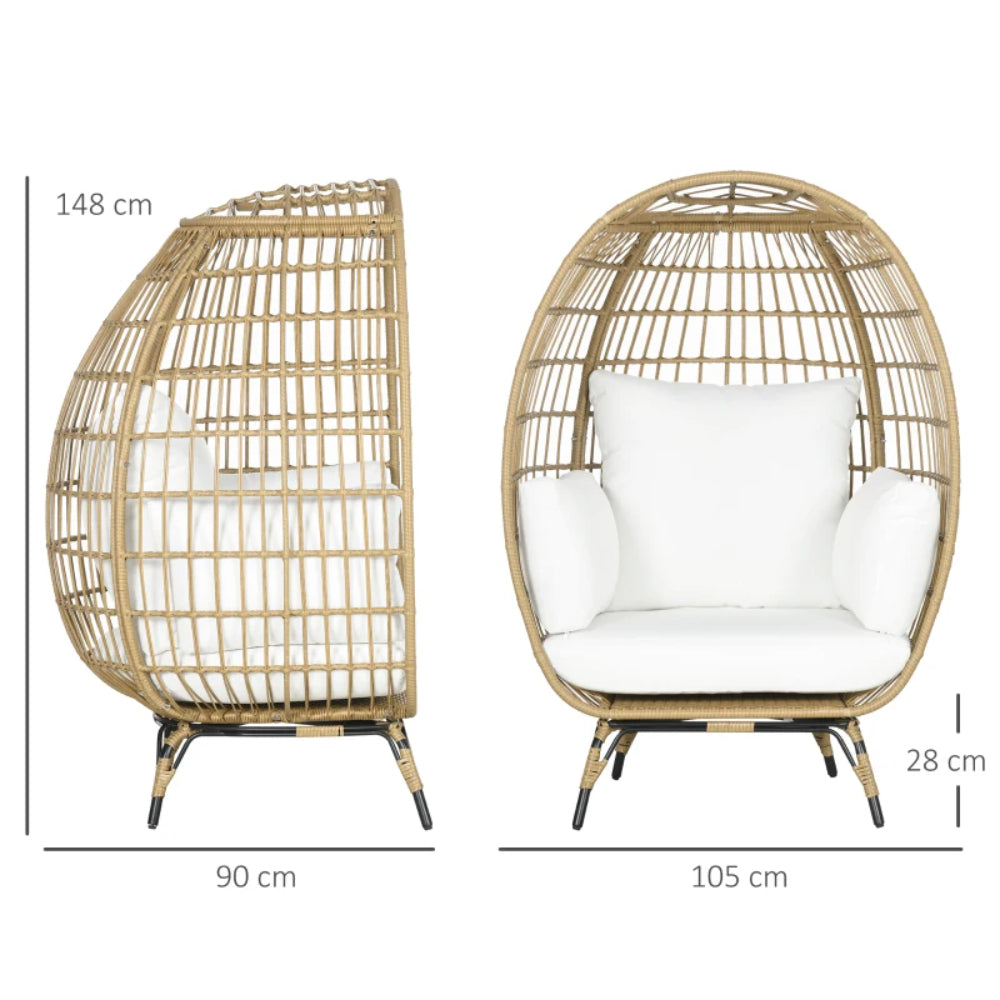 Outsunny Rattan Egg Chair with Cushions and Pillows