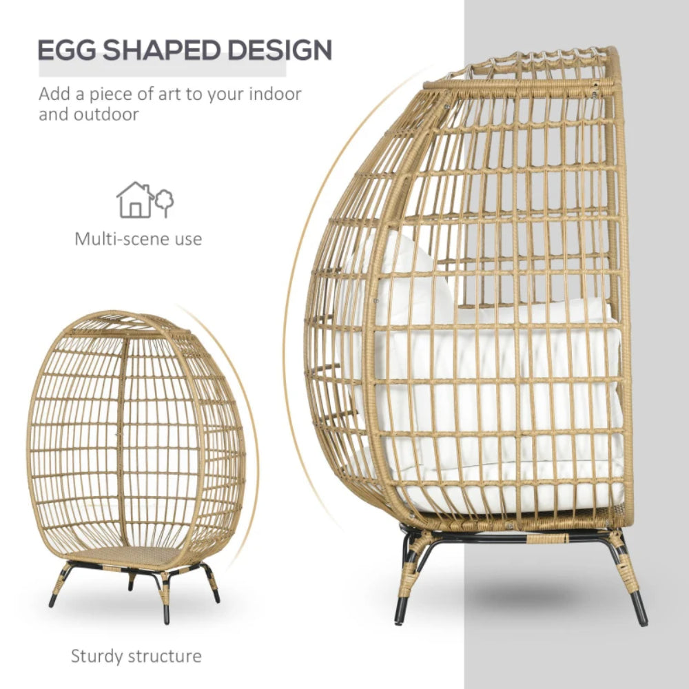 Outsunny Rattan Egg Chair with Cushions and Pillows