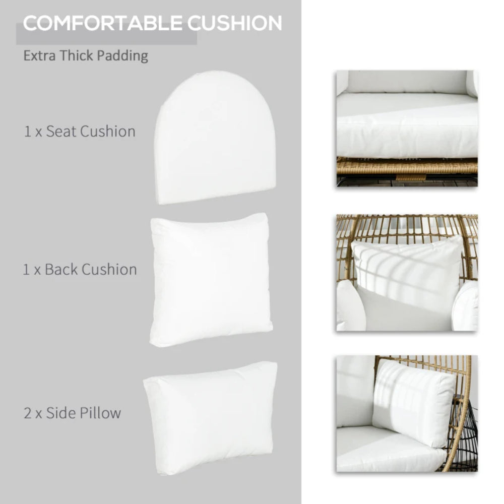 Outsunny Rattan Egg Chair with Cushions and Pillows