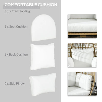 Outsunny Rattan Egg Chair with Cushions and Pillows
