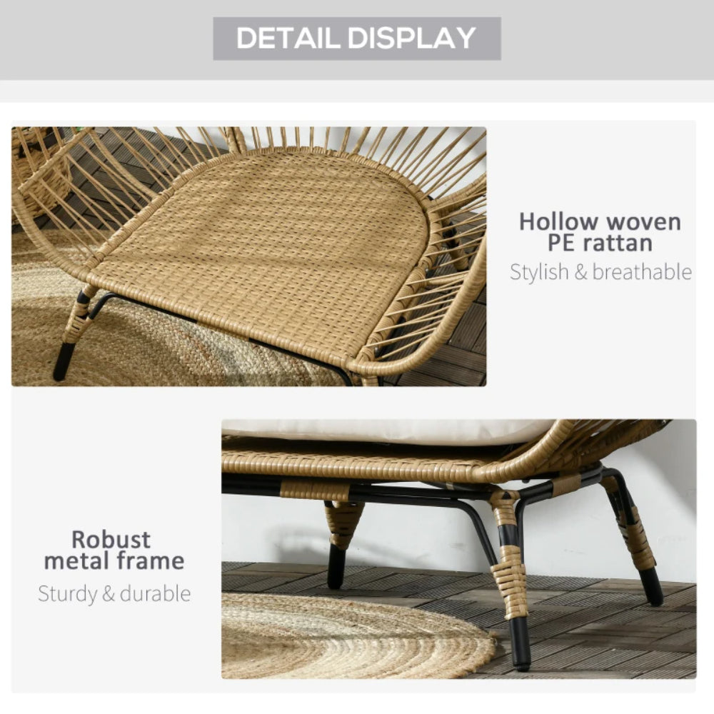 Outsunny Rattan Egg Chair with Cushions and Pillows