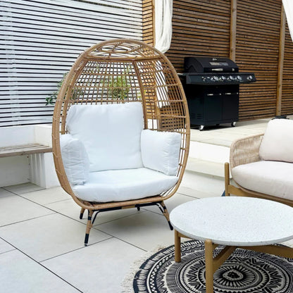 Outsunny Rattan Egg Chair with Cushions and Pillows