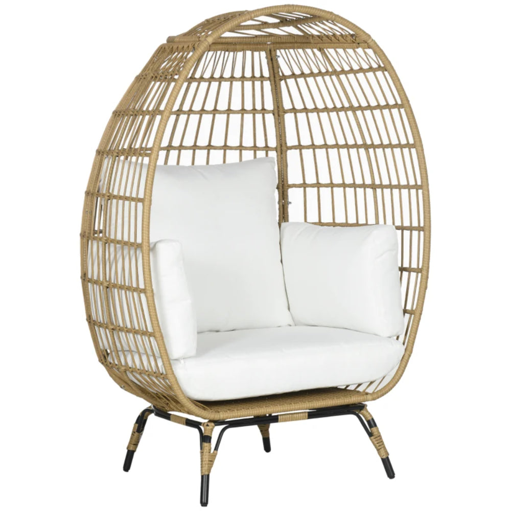 Outsunny Rattan Egg Chair with Cushions and Pillows