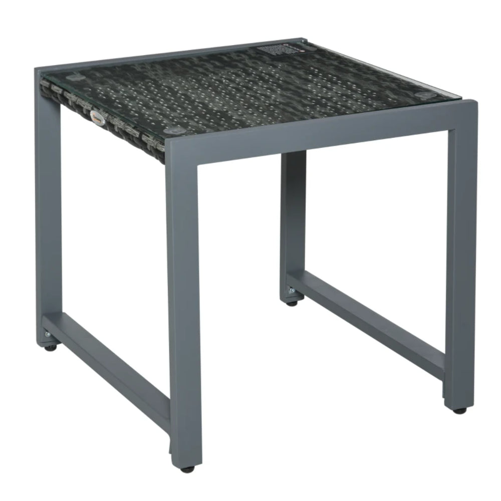 Outsunny Rattan End Table Side Coffee Desk Outdoor Patio Wicker Sofa Chat Garden Furniture