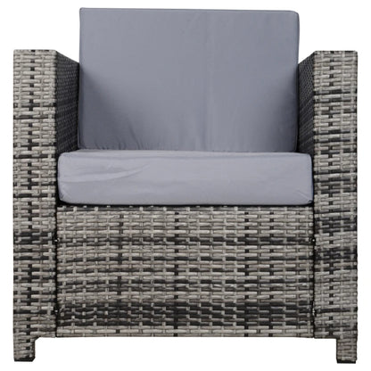 Outsunny Rattan Garden Armchair 10cm Cushion Outdoor Single Chair with Steel Frame, Grey