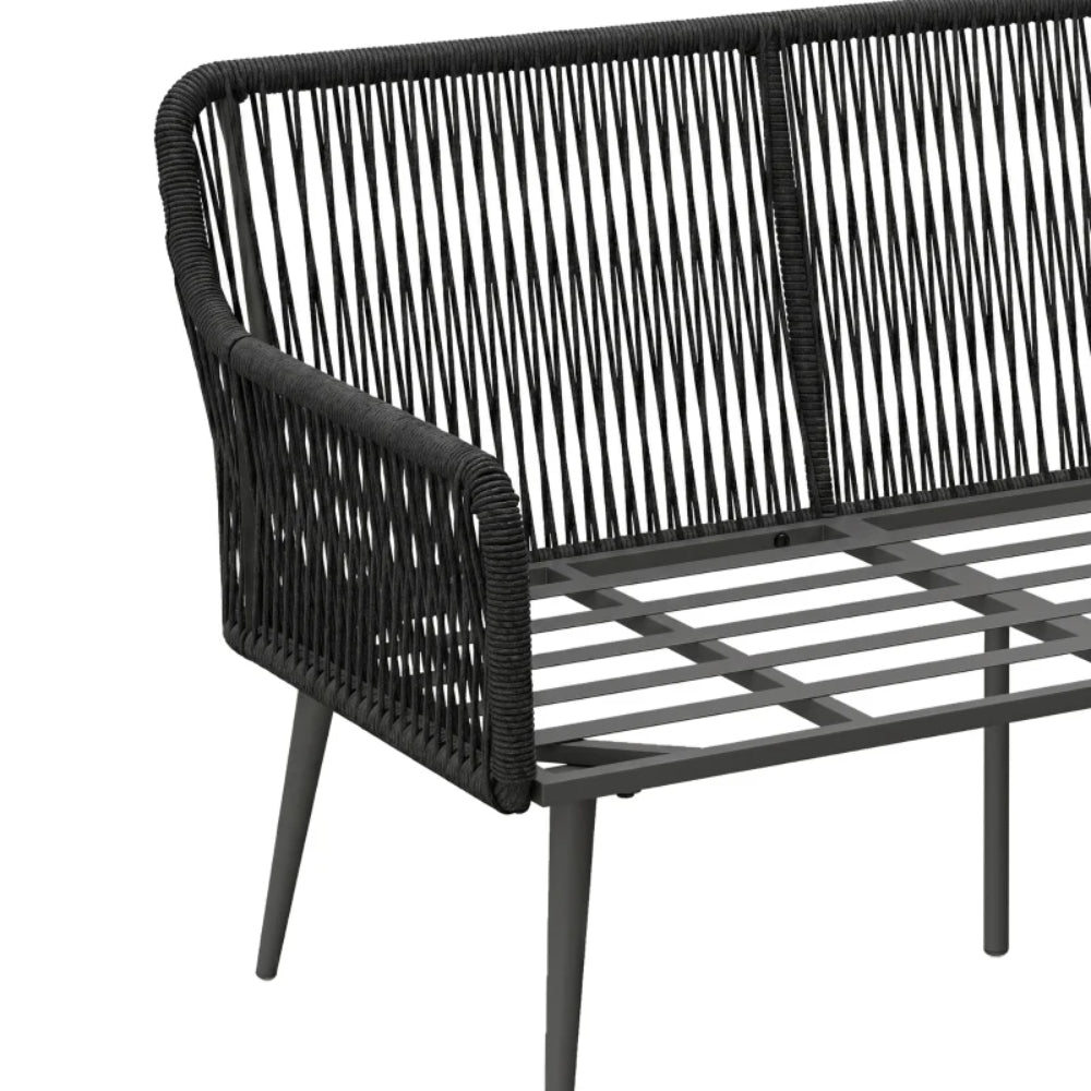 Outsunny Rattan Garden Furniture Set, 4 Piece Outdoor Patio Furniture with Tempered Glass Table and Chairs, Indoor Balcony Conservatory Set