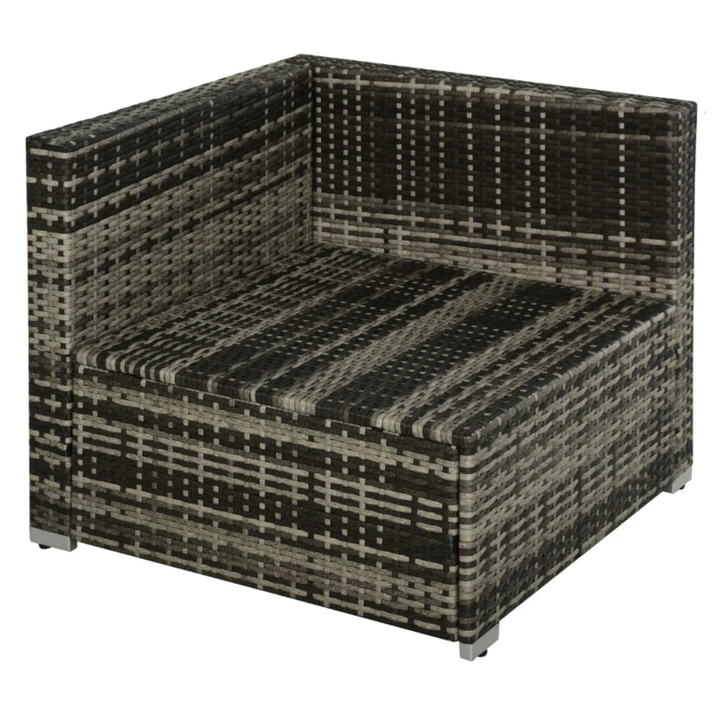 Outsunny Rattan Garden Sofa Set, 4-Seater Wicker Sectional for Garden, Grey