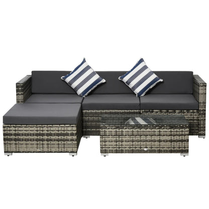 Outsunny Rattan Garden Sofa Set, 4-Seater Wicker Sectional for Garden, Grey