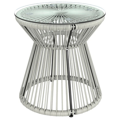 Outsunny Rattan Outdoor Coffee Table, PE Rattan Wicker Bistro Side Table with Tempered Glass Top, Light Grey