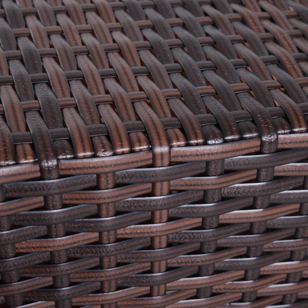 Outsunny Rattan Outdoor Coffee Table, Wicker Garden Patio Bistro Side Table with Umbrella Hole and Storage Space for Balcony, Porch, Brown