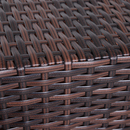 Outsunny Rattan Outdoor Coffee Table, Wicker Garden Patio Bistro Side Table with Umbrella Hole and Storage Space for Balcony, Porch, Brown