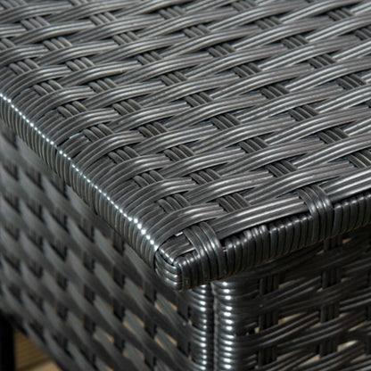 Outsunny Rattan Side Table, Outdoor Coffee Table with Plastic Board Under the Full Woven Table Top for Patio, Garden, Balcony