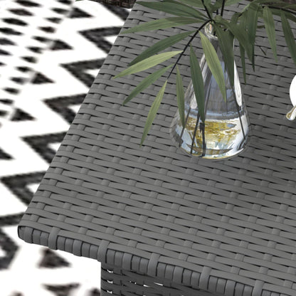 Outsunny Rattan Side Table, Outdoor Coffee Table with Plastic Board Under the Full Woven Table Top for Patio, Garden, Balcony