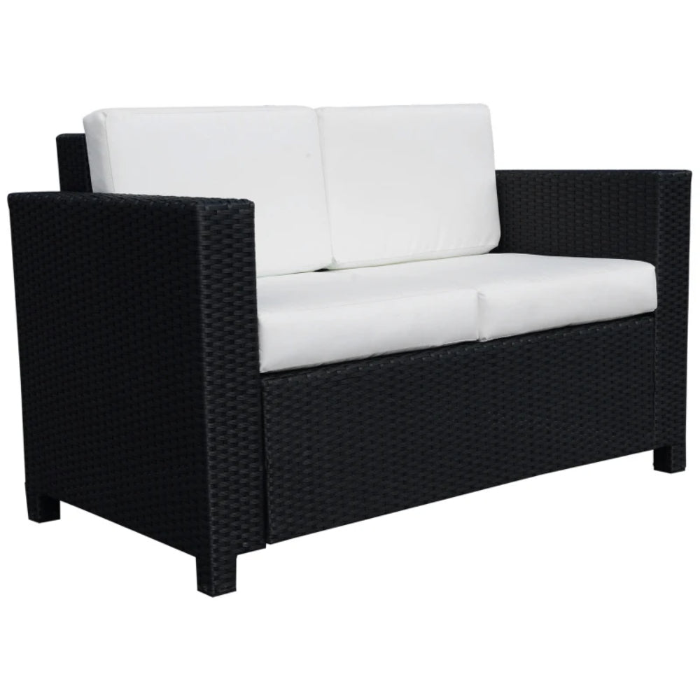 Outsunny Rattan Sofa, 2 Seater Garden Furniture with Soft Padded Cushion and Armrests, Wicker Garden Loveseat for Patio