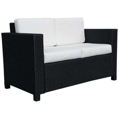 Outsunny Rattan Sofa, 2 Seater Garden Furniture with Soft Padded Cushion and Armrests, Wicker Garden Loveseat for Patio
