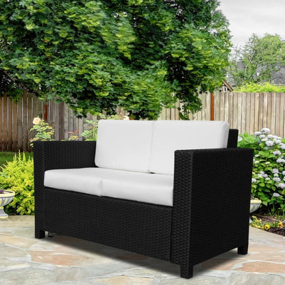 Outsunny Rattan Sofa, 2 Seater Garden Furniture with Soft Padded Cushion and Armrests, Wicker Garden Loveseat for Patio
