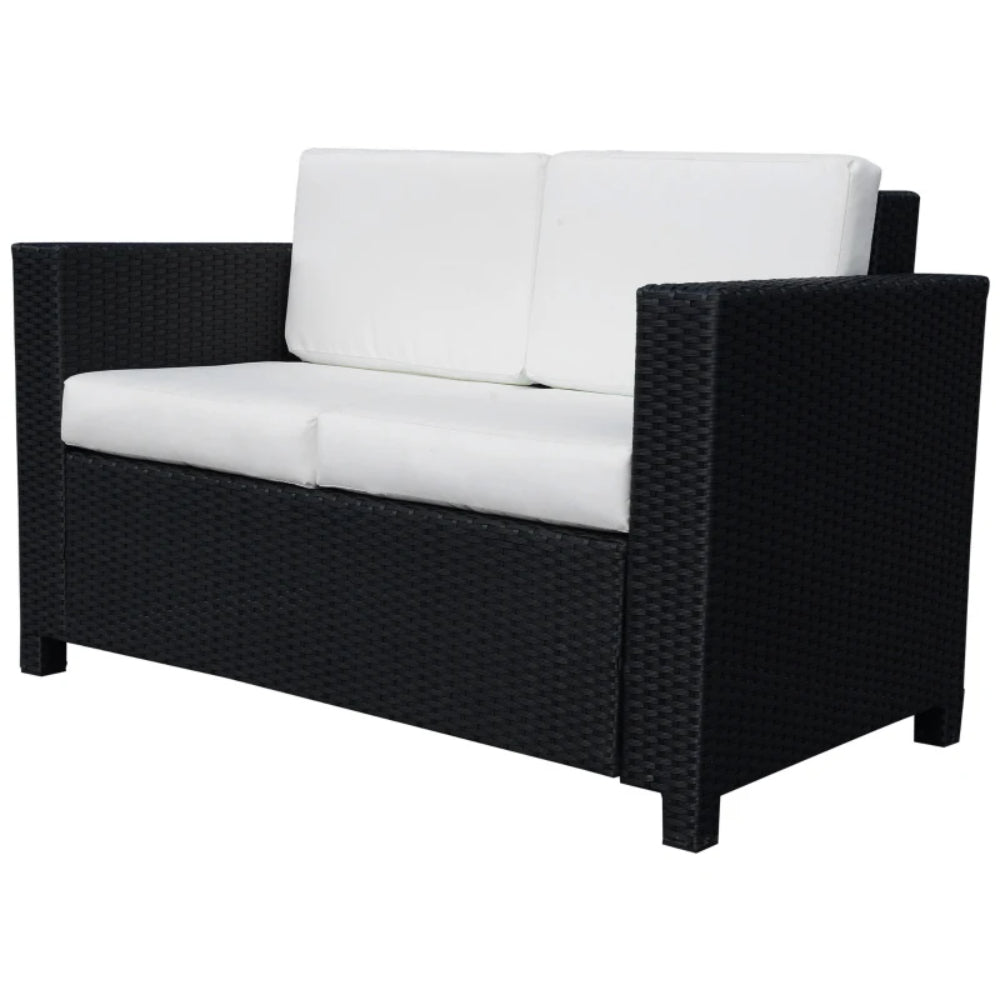 Outsunny Rattan Sofa, 2 Seater Garden Furniture with Soft Padded Cushion and Armrests, Wicker Garden Loveseat for Patio
