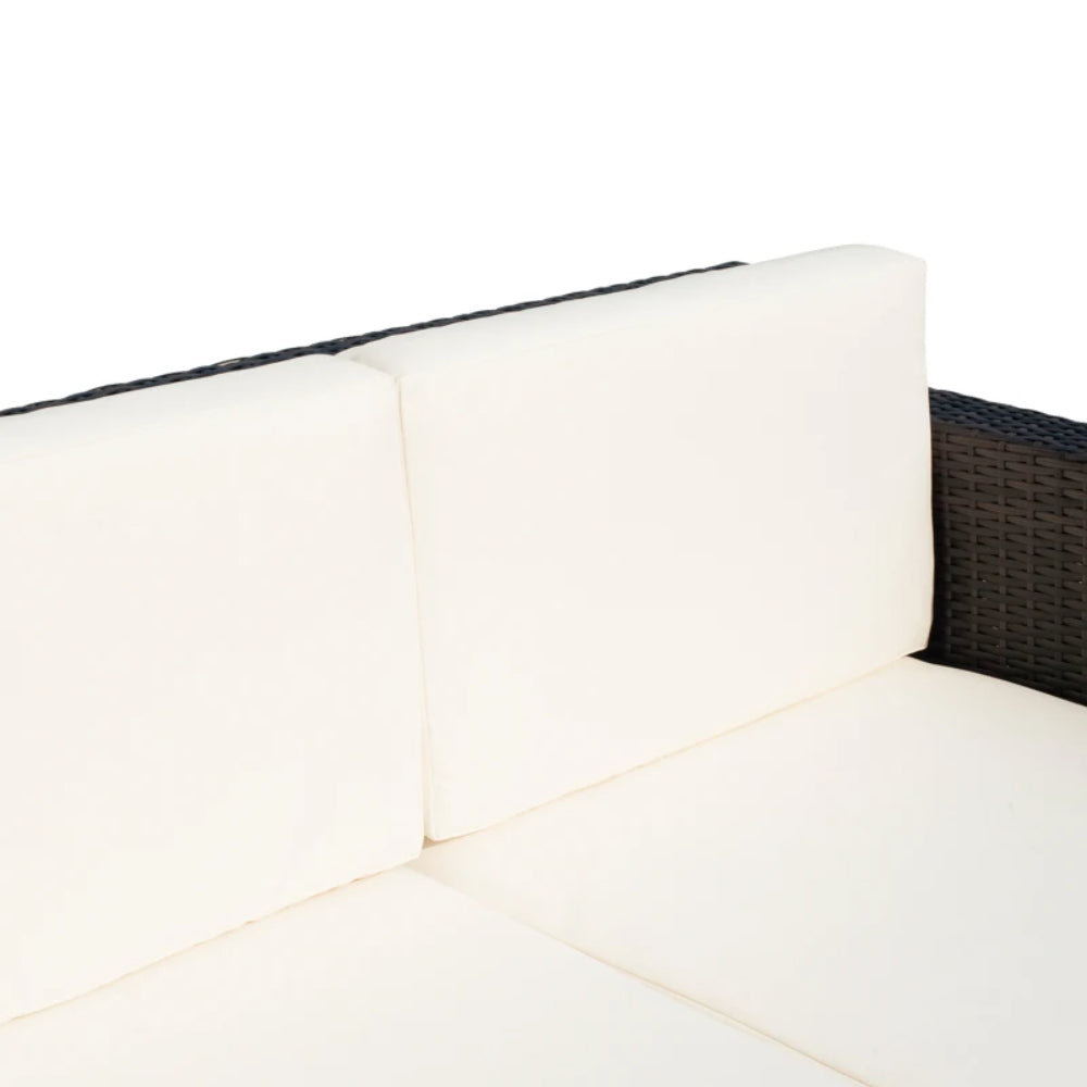 Outsunny Rattan Sofa, 2 Seater Garden Furniture with Soft Padded Cushion and Armrests, Wicker Garden Loveseat for Patio