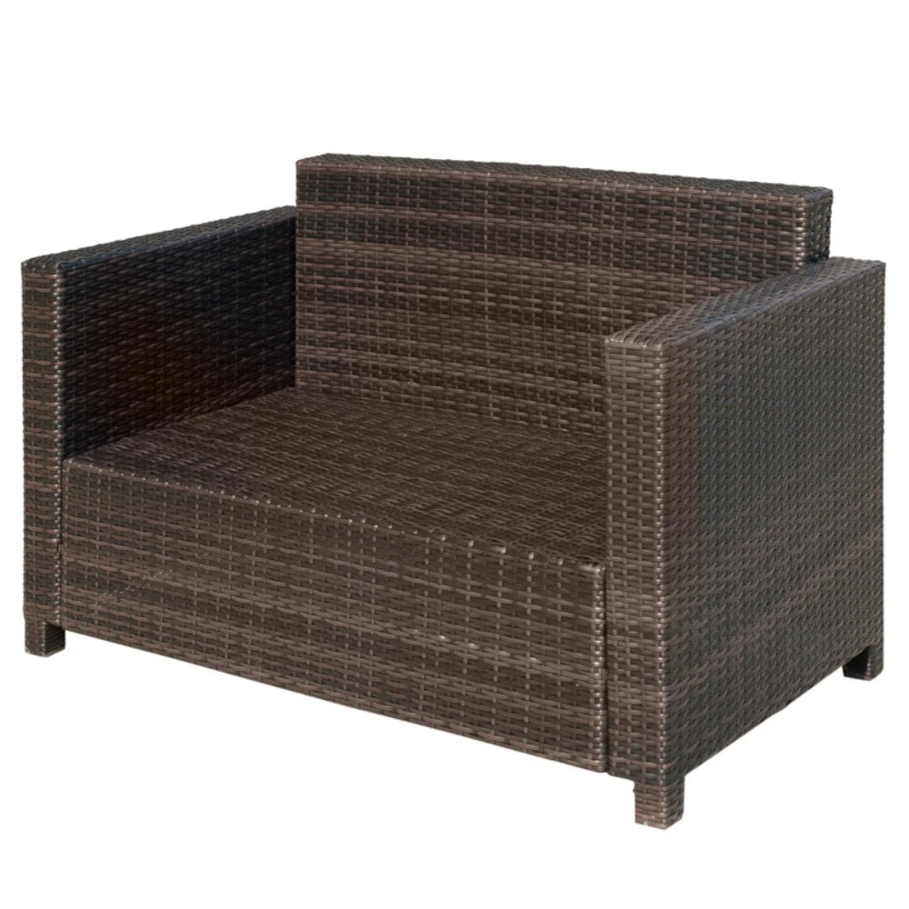 Outsunny Rattan Sofa, 2 Seater Garden Furniture with Soft Padded Cushion and Armrests, Wicker Garden Loveseat for Patio