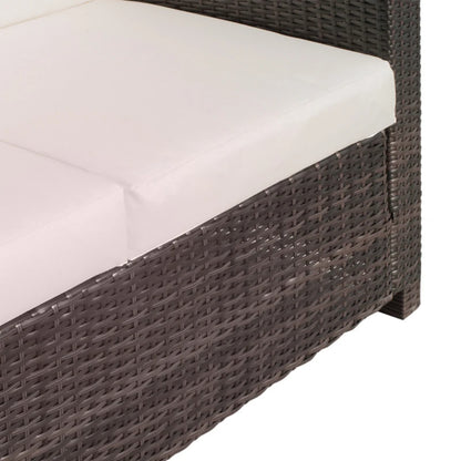 Outsunny Rattan Sofa, 2 Seater Garden Furniture with Soft Padded Cushion and Armrests, Wicker Garden Loveseat for Patio