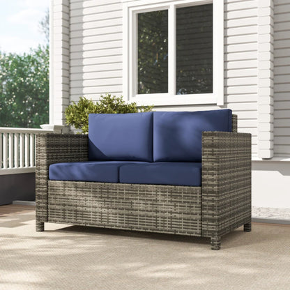 Outsunny Rattan Sofa, 2 Seater Garden Furniture with Soft Padded Cushion and Armrests, Wicker Garden Loveseat for Patio