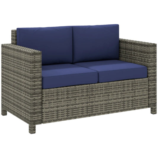Outsunny Rattan Sofa, 2 Seater Garden Furniture with Soft Padded Cushion and Armrests, Wicker Garden Loveseat for Patio