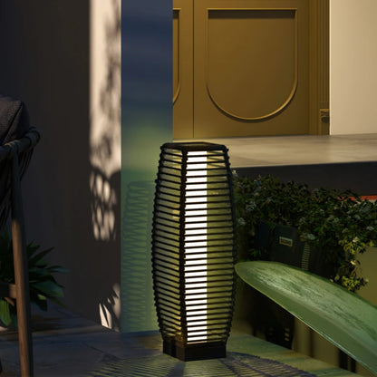Outsunny Rattan Solar Floor Lamp, 68cm Tall Outdoor Garden Lantern Pathway Light & Decorative Lighting with Auto On/Off LED Lights, IP44, for Porch, Yard, Courtyard, Deck Additional Image 1