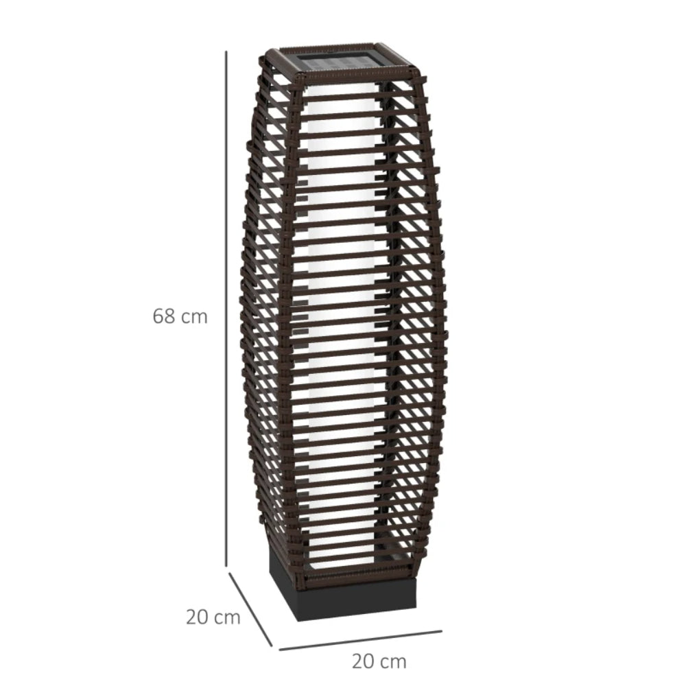 Outsunny Rattan Solar Floor Lamp, 68cm Tall Outdoor Garden Lantern Pathway Light & Decorative Lighting with Auto On/Off LED Lights, IP44, for Porch, Yard, Courtyard, Deck Additional Image 14