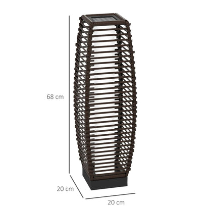 Outsunny Rattan Solar Floor Lamp, 68cm Tall Outdoor Garden Lantern Pathway Light & Decorative Lighting with Auto On/Off LED Lights, IP44, for Porch, Yard, Courtyard, Deck Additional Image 14