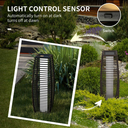 Outsunny Rattan Solar Floor Lamp, 68cm Tall Outdoor Garden Lantern Pathway Light & Decorative Lighting with Auto On/Off LED Lights, IP44, for Porch, Yard, Courtyard, Deck Additional Image 17