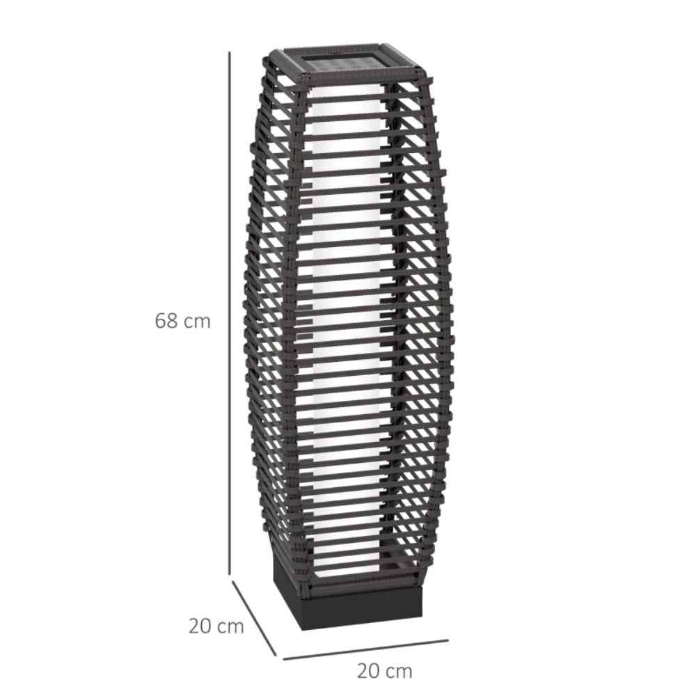 Outsunny Rattan Solar Floor Lamp, 68cm Tall Outdoor Garden Lantern Pathway Light & Decorative Lighting with Auto On/Off LED Lights, IP44, for Porch, Yard, Courtyard, Deck Additional Image 2