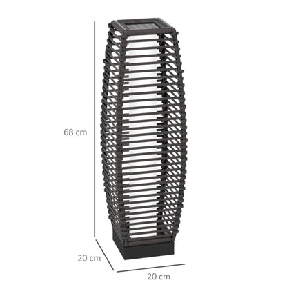 Outsunny Rattan Solar Floor Lamp, 68cm Tall Outdoor Garden Lantern Pathway Light & Decorative Lighting with Auto On/Off LED Lights, IP44, for Porch, Yard, Courtyard, Deck Additional Image 2